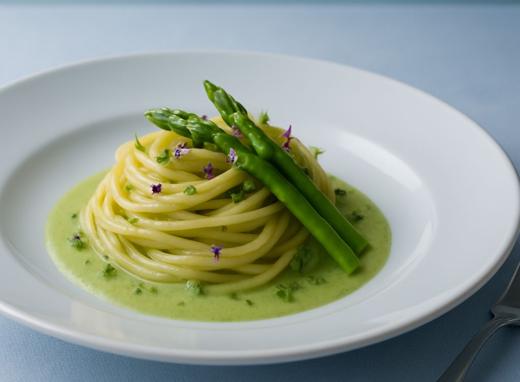 linguine con crema di asparagi